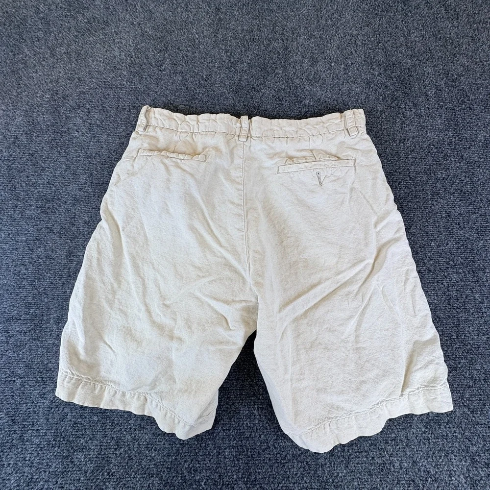 Banana Republic Chino Shorts Mens 32x8 Cream Linen Slash Pockets Casual Summer